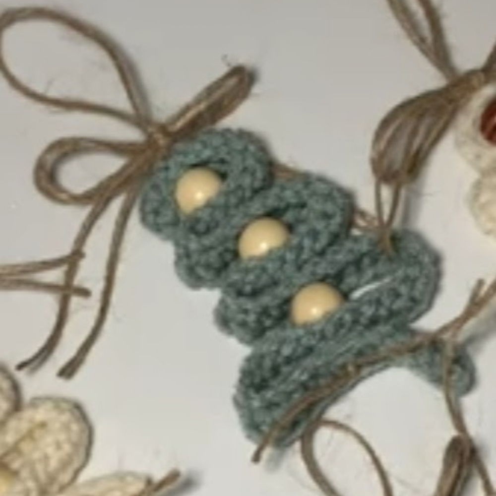 Handcrafted Green Crochet Ornament with Beads